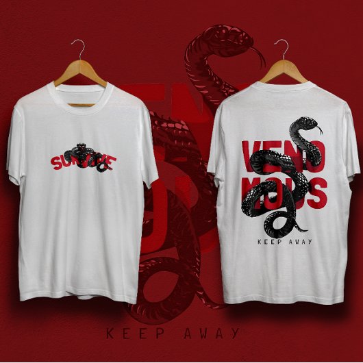 T-shirt Slogan venimeux avec streetwear en cobra noir