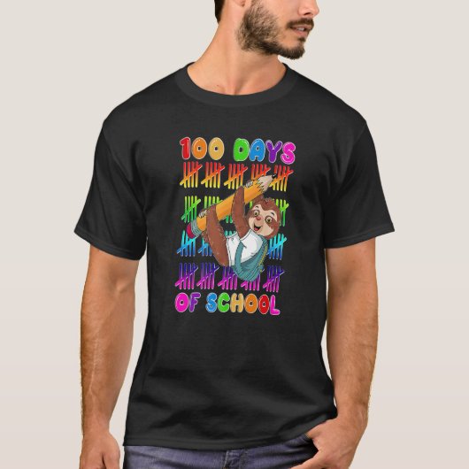 T-shirt Sloth 100 Days of School 100th Day of School Boy G (Devant)