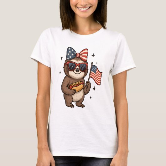 T-shirt Sloth 4th July (Devant)