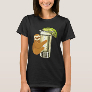 T-shirt Sloth Accrocher Tequila Salt Lime Fentes en verre 