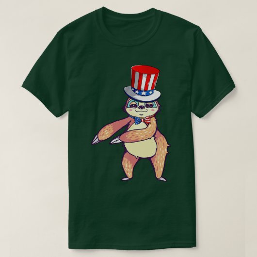 T-shirt Sloth American Flag Casquette Patriotic 4 juillet (Design devant)
