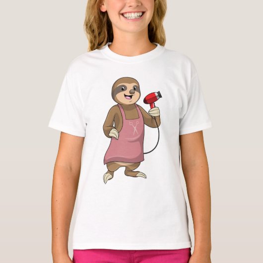 T-shirt Sloth as Hair stylist avec Sèche-cheveux (Devant)