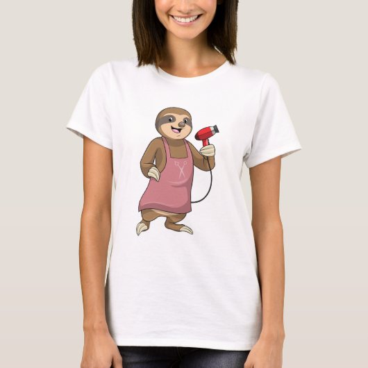 T-shirt Sloth as Hair stylist avec Sèche-cheveux (Devant)