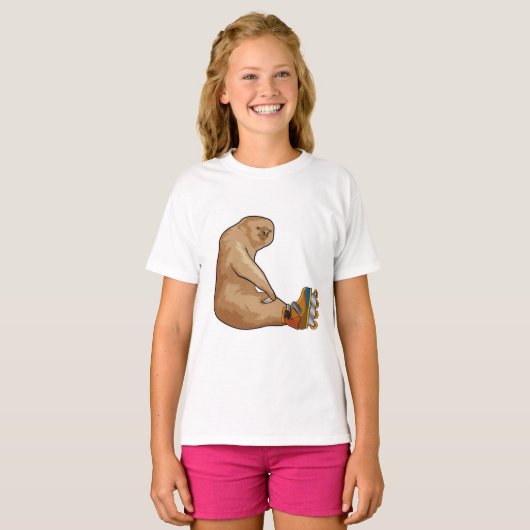 T-shirt Sloth as Patinage en ligne avec Patins en ligne (Devant entier)