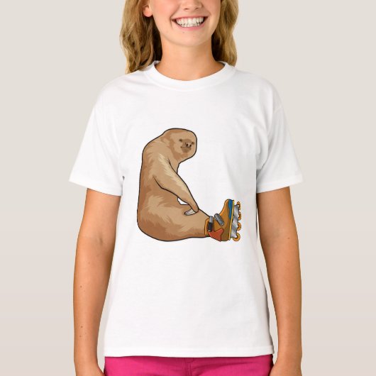T-shirt Sloth as Patinage en ligne avec Patins en ligne (Devant)