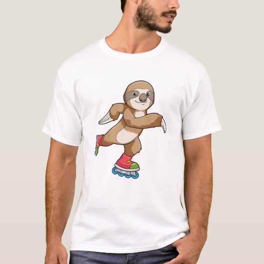 T-shirt Sloth as Skater avec Patins Inline (Devant)