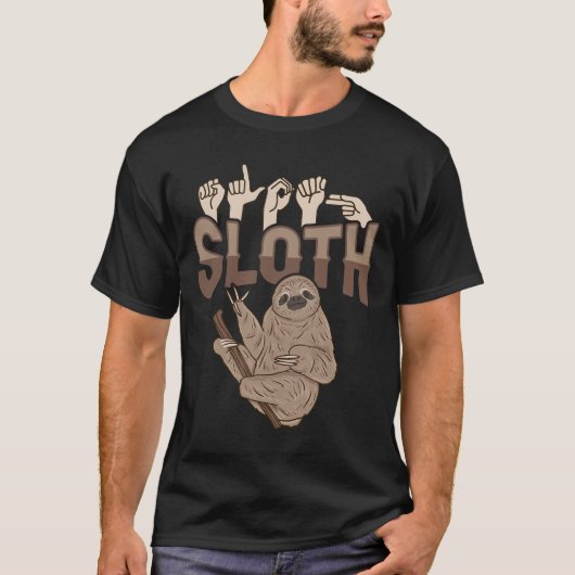 T-shirt Sloth Asl Gesture main sourde perte d'audition sen (Devant)