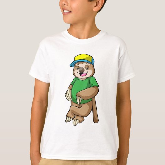 T-shirt Sloth au baseball avec batte de baseball (Devant)