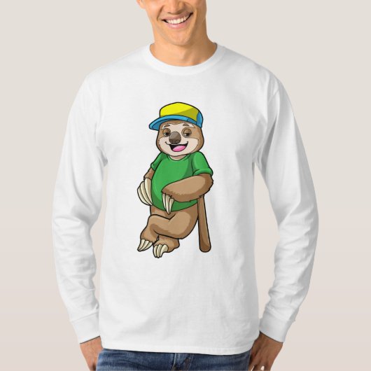 T-shirt Sloth au baseball avec batte de baseball (Devant)