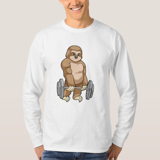 T-shirt Sloth au Bodybuilding avec Barbell (Devant)