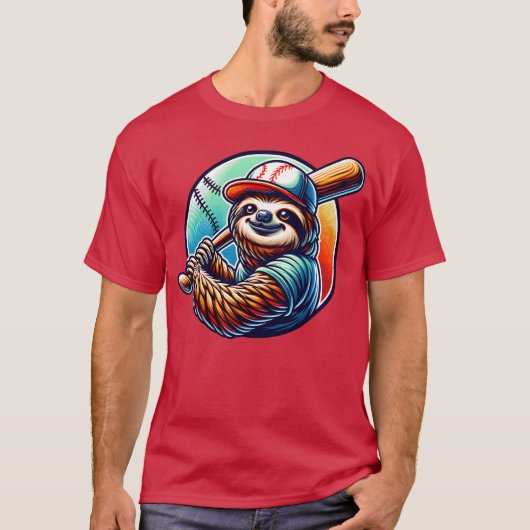 T-shirt Sloth Baseball Player Funny Sports Design boy frie (Devant)