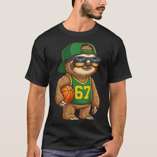 T-shirt Sloth Basketball 67 Gen Alpha Slang Srts Men Boys  (Devant)