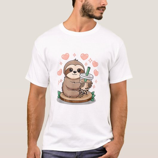 T-shirt Sloth Boba Tea Bubble Tea (Devant)
