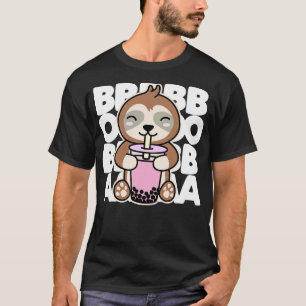 T-shirt Sloth Boire Boba Cute Kawaii Bubble Tea Dark