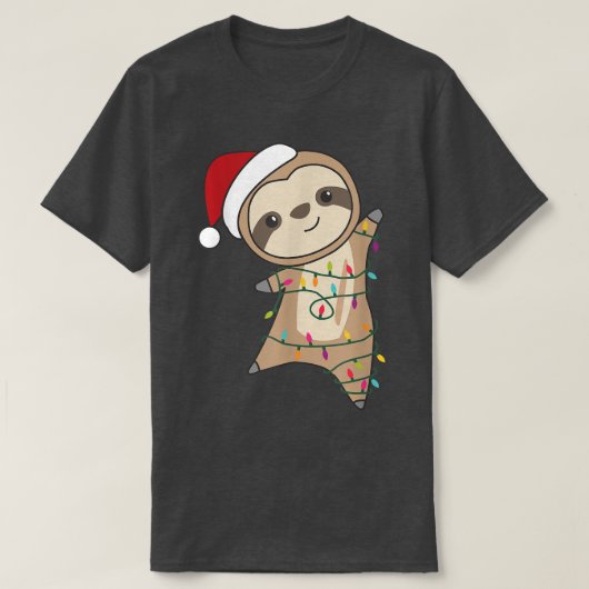 T-shirt Sloth Christmas Animals Fairy Lights Sloth Christm (Design devant)
