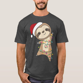 T-shirt Sloth Christmas Animals Fairy Lights Sloth Christm