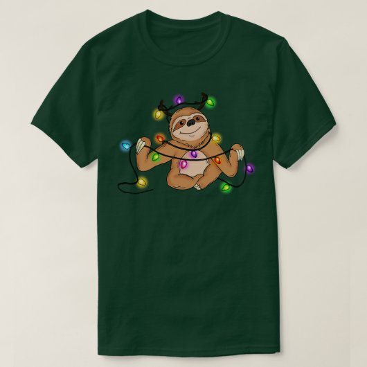 T-shirt Sloth Christmas Lights Jeu de Noël (Design devant)