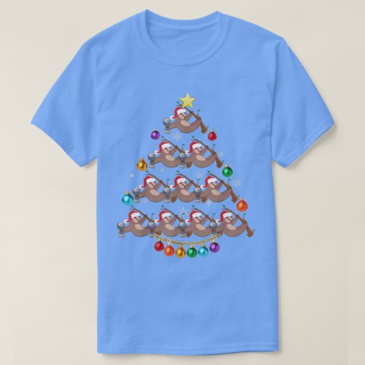 T-shirt Sloth Christmas Tree Lights Funny Sloth Xmas  (Design devant)