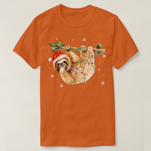 T-shirt Sloth Christmas Tree Lumières Santa Hat 1 (Design devant)