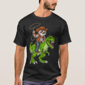 T-shirt Sloth Cowboy équitation T-Rex Dinosaur (Devant)