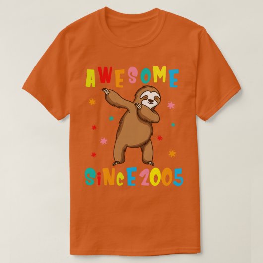 T-shirt Sloth Dabbing Awesome depuis 2005 Joyeux anniversa (Design devant)