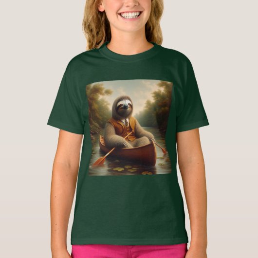 T-shirt Sloth Dans Un Canoë (Devant)