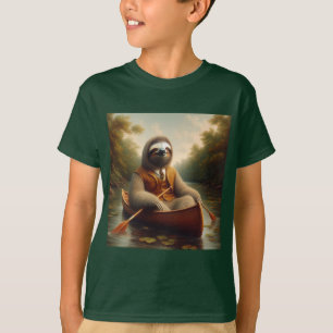 T-shirt Sloth Dans Un Canoë