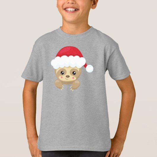 T-shirt Sloth de Noël, Jolie Sloth, Santa Hat, Noël (Devant)