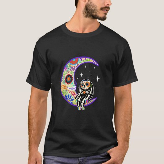 T-shirt Sloth Dia De Los Muertos Skeleton Sugar Sketch (Devant)