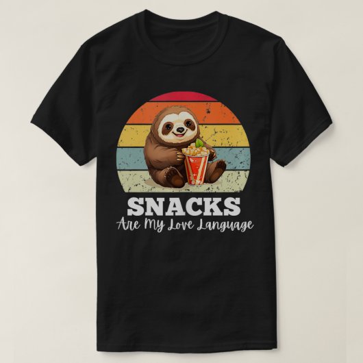 T-shirt Sloth Eating Popcorn Snacks Are My Love Language T (Design devant)