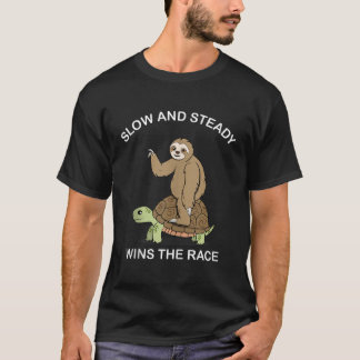 T-shirt Sloth équitation Tortue lente et régulière gagne l