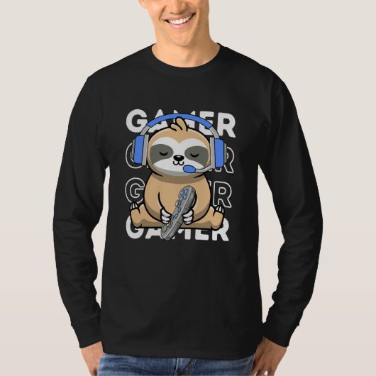 T-shirt Sloth Gamer Cute Sloth Playing Video Games Boys Ki (Devant)
