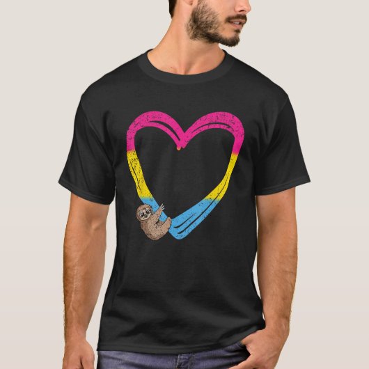 T-shirt Sloth Heart Pansexual Funny Pride Drapeau LGBT-Q A (Devant)