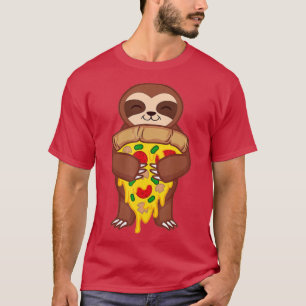 T-shirt Sloth Holding Pepperoni Pizza Funny Foodie Animal