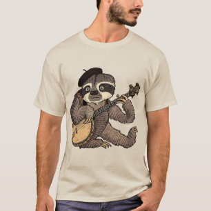 T-shirt Sloth Jouer Banjo Chemise - Musique Vintage Tee po