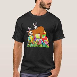 T-shirt Sloth Jour de Pâques Lapin Oeuf Oreille Pâques Pou