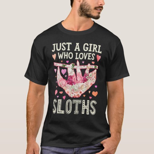T-shirt Sloth Juste Une Fille Qui Aime Les Fentes Fleurs F (Devant)