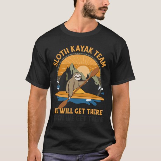 T-shirt Sloth Kayaking retro retro (Devant)
