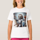 T-shirt Sloth Knight Fighting Dragons (Devant)