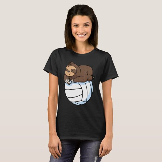 T-shirt Sloth Lazy Animal Volleyball Sport Wild Tree (Devant entier)