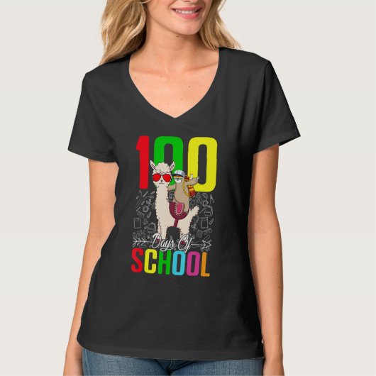 T-shirt Sloth Llama 100 Day Of School For Teacher Student (Devant)