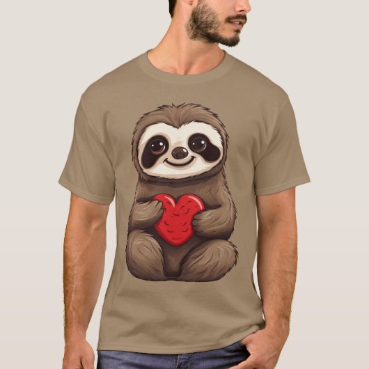 T-shirt Sloth Love In Love Friendship and Valentines (Devant)