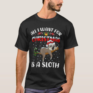 T-shirt Sloth Lover Xmas Don Tout Ce Que Je Veux Pour Noël