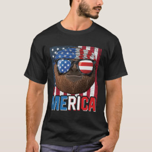 T-shirt Sloth Merica 4 juillet Lazy American Animal Part