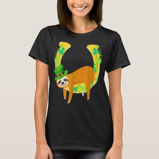 T-shirt Sloth Napping sur Leprechaun Horseshoe St Patrick' (Devant)