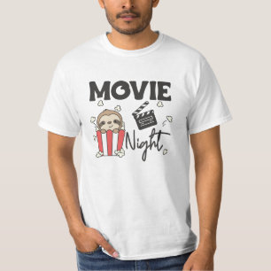 T-shirt Sloth Popcorn Movie Nuit mignonne Sloth Movies
