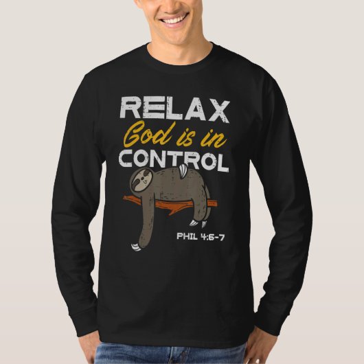 T-shirt Sloth Relax Dieu est en contrôle Jésus Christian M (Devant)