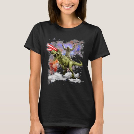 T-shirt Sloth Riding Rex Dinosaur (Devant)