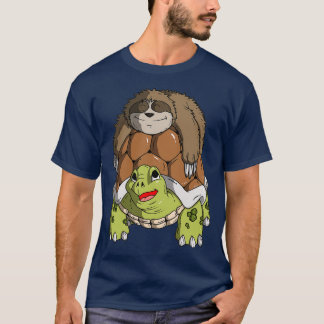 T-shirt Sloth Riding Turtle Ne Dépêchez Pas Soyez Heureux 