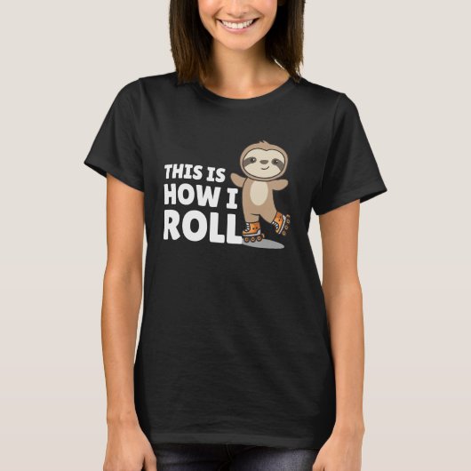 T-shirt Sloth Roller Skates Funny Animals Roller Skate (Devant)